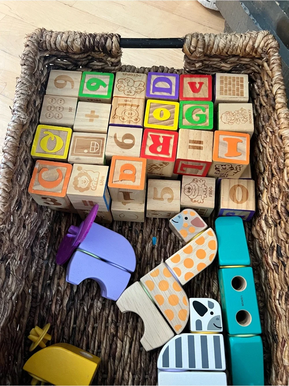 Wooden Alphabet Blocks Set - Multicolor Kids Toy